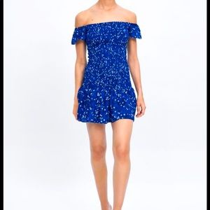 Zara blue and white floral print mini dress, Size Medium